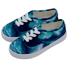 Tsunami Tidal Wave Ocean Waves Sea Nature Water Kids  Classic Low Top Sneakers by uniart180623