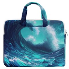 Tsunami Tidal Wave Ocean Waves Sea Nature Water Macbook Pro 13  Double Pocket Laptop Bag by uniart180623