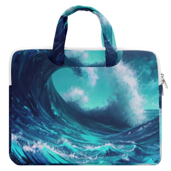 Tsunami Tidal Wave Ocean Waves Sea Nature Water MacBook Pro 13  Double Pocket Laptop Bag