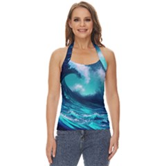 Tsunami Tidal Wave Ocean Waves Sea Nature Water Basic Halter Top by uniart180623