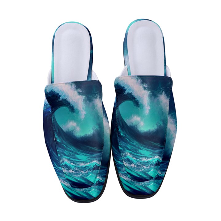 Tsunami Tidal Wave Ocean Waves Sea Nature Water Women s Classic Backless Heels