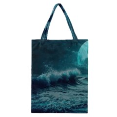 Waves Ocean Sea Tsunami Nautical Blue Sea Art Classic Tote Bag by uniart180623