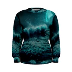 Waves Ocean Sea Tsunami Nautical Blue Sea Art Women s Sweatshirt by uniart180623