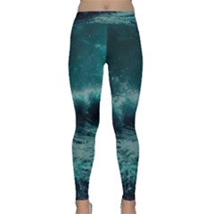 Waves Ocean Sea Tsunami Nautical Blue Sea Art Classic Yoga Leggings by uniart180623