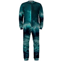 Waves Ocean Sea Tsunami Nautical Blue Sea Art Onepiece Jumpsuit (men) by uniart180623