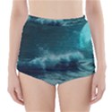 Waves Ocean Sea Tsunami Nautical Blue Sea Art High-Waisted Bikini Bottoms View1