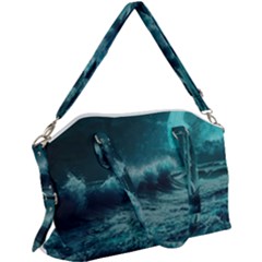 Waves Ocean Sea Tsunami Nautical Blue Sea Art Canvas Crossbody Bag by uniart180623