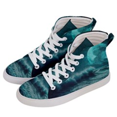 Waves Ocean Sea Tsunami Nautical Blue Sea Art Men s Hi-top Skate Sneakers by uniart180623