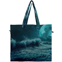 Waves Ocean Sea Tsunami Nautical Blue Sea Art Canvas Travel Bag by uniart180623