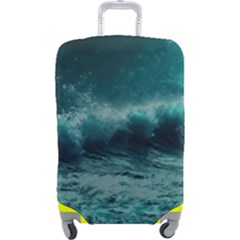 Waves Ocean Sea Tsunami Nautical Blue Sea Art Luggage Cover (large) by uniart180623