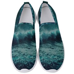 Waves Ocean Sea Tsunami Nautical Blue Sea Art Men s Slip On Sneakers by uniart180623