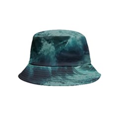 Waves Ocean Sea Tsunami Nautical Blue Sea Art Bucket Hat (kids) by uniart180623