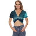 Waves Ocean Sea Tsunami Nautical Blue Sea Art Twist Front Crop Top View1