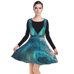 Tsunami Waves Ocean Sea Water Rough Seas Plunge Pinafore Dress by uniart180623