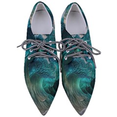 Tsunami Waves Ocean Sea Water Rough Seas Pointed Oxford Shoes by uniart180623