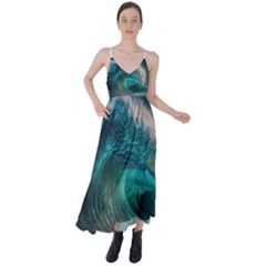 Tsunami Waves Ocean Sea Water Rough Seas Tie Back Maxi Dress by uniart180623