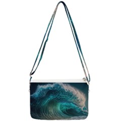 Tsunami Waves Ocean Sea Water Rough Seas Double Gusset Crossbody Bag by uniart180623