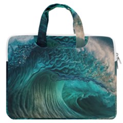 Tsunami Waves Ocean Sea Water Rough Seas Macbook Pro 13  Double Pocket Laptop Bag by uniart180623