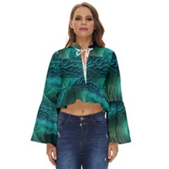 Tsunami Waves Ocean Sea Water Rough Seas Boho Long Bell Sleeve Top by uniart180623