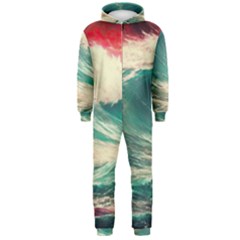 Storm Tsunami Waves Ocean Sea Nautical Nature Painting Hooded Jumpsuit (men) by uniart180623