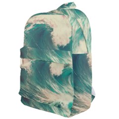 Storm Tsunami Waves Ocean Sea Nautical Nature Painting Classic Backpack by uniart180623