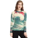 Storm Tsunami Waves Ocean Sea Nautical Nature Painting Women s Long Sleeve Rash Guard View1