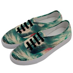 Storm Tsunami Waves Ocean Sea Nautical Nature Painting Men s Classic Low Top Sneakers