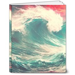 Storm Tsunami Waves Ocean Sea Nautical Nature Painting 8  X 10  Hardcover Notebook by uniart180623