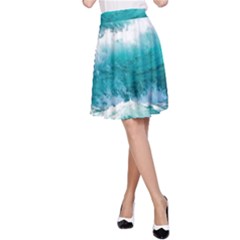 Waves Ocean Sea Tsunami Nautical Blue Sea A-line Skirt by uniart180623