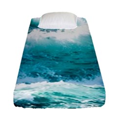 Waves Ocean Sea Tsunami Nautical Blue Sea Fitted Sheet (single Size) by uniart180623