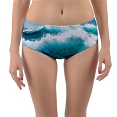 Waves Ocean Sea Tsunami Nautical Blue Sea Reversible Mid-waist Bikini Bottoms by uniart180623