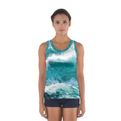 Waves Ocean Sea Tsunami Nautical Blue Sea Sport Tank Top  by uniart180623