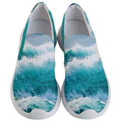 Waves Ocean Sea Tsunami Nautical Blue Sea Women s Lightweight Slip Ons by uniart180623