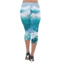 Waves Ocean Sea Tsunami Nautical Blue Sea Lightweight Velour Capri Leggings  View2