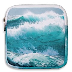 Waves Ocean Sea Tsunami Nautical Blue Sea Mini Square Pouch by uniart180623