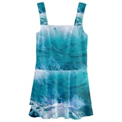 Waves Ocean Sea Tsunami Nautical Blue Sea Kids  Layered Skirt Swimsuit by uniart180623