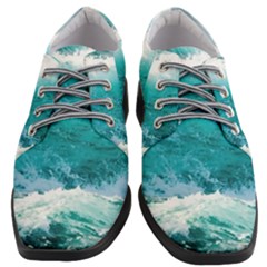 Waves Ocean Sea Tsunami Nautical Blue Sea Women Heeled Oxford Shoes by uniart180623