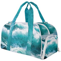 Waves Ocean Sea Tsunami Nautical Blue Sea Burner Gym Duffel Bag by uniart180623