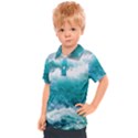 Waves Ocean Sea Tsunami Nautical Blue Sea Kids  Polo Tee View1