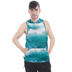 Waves Ocean Sea Tsunami Nautical Blue Sea Men s Sleeveless Hoodie by uniart180623