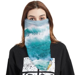 Waves Ocean Sea Tsunami Nautical Blue Sea Face Covering Bandana (triangle) by uniart180623