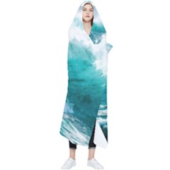 Waves Ocean Sea Tsunami Nautical Blue Sea Wearable Blanket by uniart180623