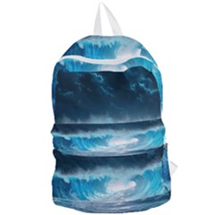 Thunderstorm Storm Tsunami Waves Ocean Sea Foldable Lightweight Backpack by uniart180623