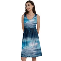 Thunderstorm Storm Tsunami Waves Ocean Sea Classic Skater Dress by uniart180623