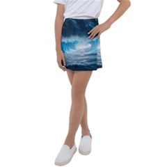 Thunderstorm Storm Tsunami Waves Ocean Sea Kids  Tennis Skirt by uniart180623