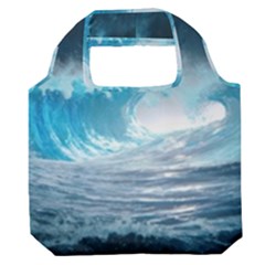 Thunderstorm Storm Tsunami Waves Ocean Sea Premium Foldable Grocery Recycle Bag by uniart180623