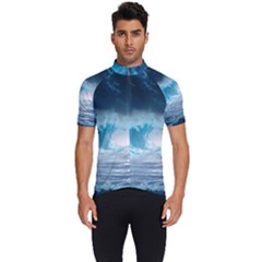 Thunderstorm Storm Tsunami Waves Ocean Sea Men s Short Sleeve Cycling Jersey by uniart180623