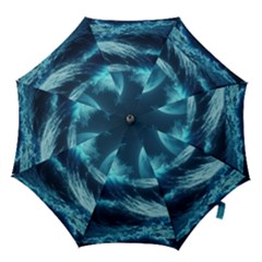 Moonlight High Tide Storm Tsunami Waves Ocean Sea Hook Handle Umbrellas (small) by uniart180623