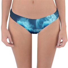 Moonlight High Tide Storm Tsunami Waves Ocean Sea Reversible Hipster Bikini Bottoms by uniart180623