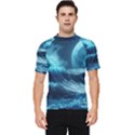 Moonlight High Tide Storm Tsunami Waves Ocean Sea Men s Short Sleeve Rash Guard View1